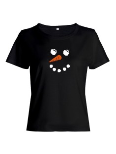 Прикольная футболка с принтом Лицо снеговика | Женская оригинальная и стильная футболка
