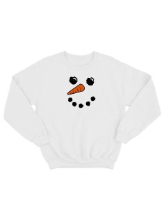 Прикольная толстовка без капюшона с принтом Лицо снеговика | Мужской оригинальной и стильный свитшот