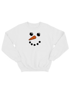 Прикольная толстовка без капюшона с принтом Лицо снеговика | Женский оригинальной и стильный свитшот