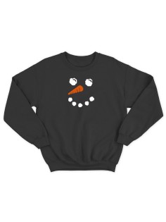 Прикольная толстовка без капюшона с принтом Лицо снеговика | Женский оригинальной и стильный свитшот