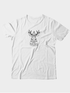 Прикольная футболка с принтом Олень в шапке | Мужская оригинальная и стильная футболка