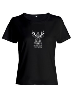 Прикольная футболка с принтом Олень в шапке | Женская оригинальная и стильная футболка