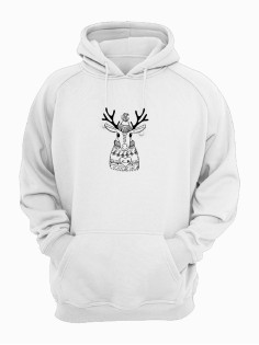 Прикольная толстовка с капюшоном с принтом Олень в шапке | Мужское оригинальное и стильное худи