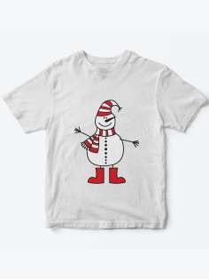 Детская футболка с рисунком Снеговик | Футболка для детей с прикольным принтом