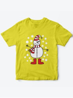 Детская футболка с рисунком Снеговик | Футболка для детей с прикольным принтом
