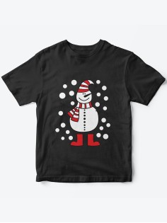 Детская футболка с рисунком Снеговик | Футболка для детей с прикольным принтом