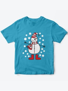 Детская футболка с рисунком Снеговик | Футболка для детей с прикольным принтом