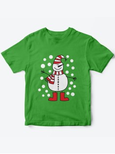 Детская футболка с рисунком Снеговик | Футболка для детей с прикольным принтом