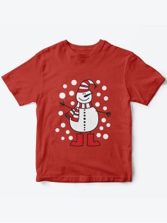 Детская футболка с рисунком Снеговик | Футболка для детей с прикольным принтом