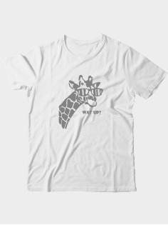 Прикольная футболка с принтом WAS UP - жираф | Мужская оригинальная и стильная футболка