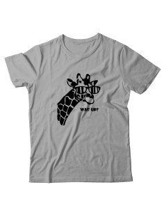 Прикольная футболка с принтом WAS UP - жираф | Мужская оригинальная и стильная футболка