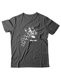 Прикольная футболка с принтом WAS UP - жираф | Мужская оригинальная и стильная футболка