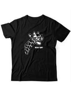 Прикольная футболка с принтом WAS UP - жираф | Мужская оригинальная и стильная футболка