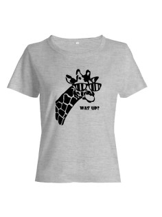 Прикольная футболка с принтом WAS UP - жираф | Женская оригинальная и стильная футболка