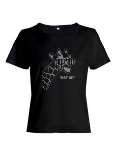 Прикольная футболка с принтом WAS UP - жираф | Женская оригинальная и стильная футболка