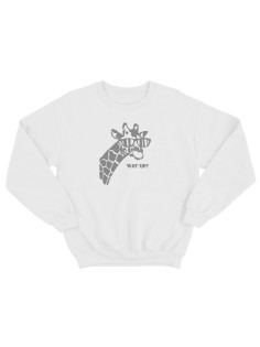 Прикольная толстовка без капюшона с принтом WAS UP - жираф | Мужской оригинальный и стильный свитшот