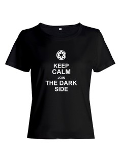 Прикольная футболка с принтом Keep calm join dark side | Женская оригинальная и стильная футболка