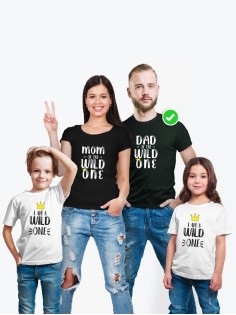 Футболки Family Look для всей семьи в одном стиле с принтом Of the wild one