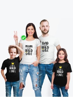 Футболки Family Look для всей семьи в одном стиле с принтом Of the wild one
