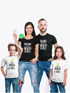 Футболки Family Look для всей семьи в одном стиле с принтом Of the wild one