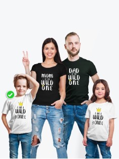 Футболки Family Look для всей семьи в одном стиле с принтом Of the wild one