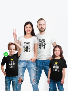 Футболки Family Look для всей семьи в одном стиле с принтом Of the wild one