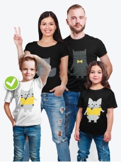 Футболки Family Look для всей семьи в одном стиле с принтом Kitties family