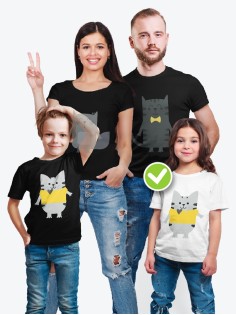 Футболки Family Look для всей семьи в одном стиле с принтом Kitties family