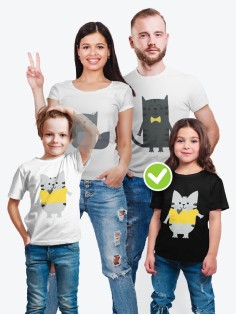Футболки Family Look для всей семьи в одном стиле с принтом Kitties family