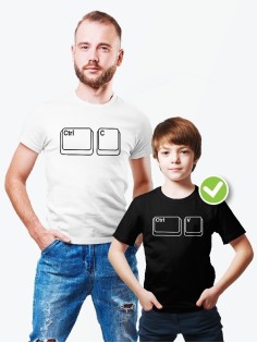 Футболки Family Look для всей семьи в одном стиле с принтом CtrlC & CtrlV