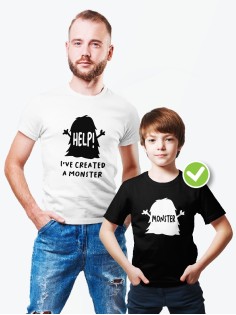 Футболки family look для всей семьи с принтом Monster | Прикольные одинаковые семейные футболки