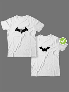 Смешные и оригинальные парные футболки для двоих влюблённых с принтом Batman & Batgirl