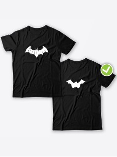 Смешные и оригинальные парные футболки для двоих влюблённых с принтом Batman & Batgirl