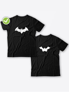 Смешные и оригинальные парные футболки для двоих влюблённых с принтом Batman & Batgirl
