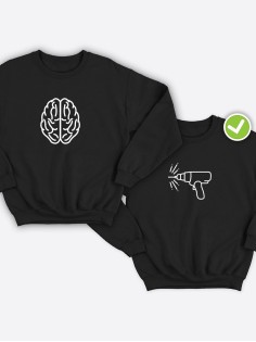 Парные свитшоты с принтом Дрель & мозги