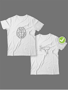 Смешные и оригинальные парные футболки для двоих влюблённых с принтом Дрель & мозги
