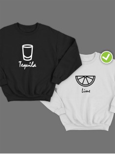 Парные свитшоты  принтом Текила & лайм