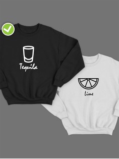 Парные свитшоты  принтом Текила & лайм