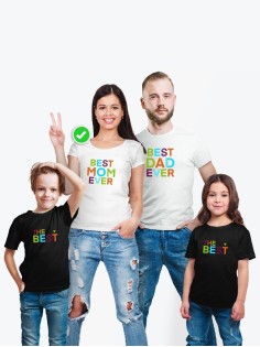 Футболки family look для всей семьи с принтом Best ever | Прикольные одинаковые семейные футболки