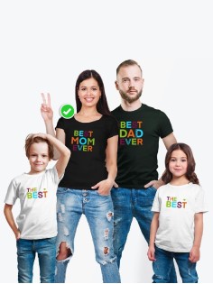 Футболки family look для всей семьи с принтом Best ever | Прикольные одинаковые семейные футболки