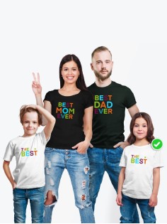 Футболки family look для всей семьи с принтом Best ever | Прикольные одинаковые семейные футболки