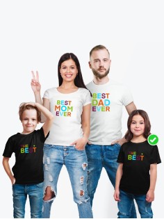Футболки family look для всей семьи с принтом Best ever | Прикольные одинаковые семейные футболки