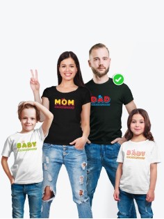 Футболки family look для всей семьи с принтом We are happy family | Прикольные одинаковые семейные