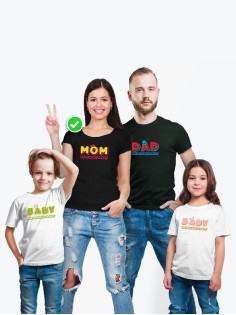 Футболки family look для всей семьи с принтом We are happy family | Прикольные одинаковые семейные