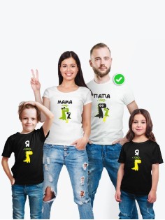 Футболки family look для всей семьи с принтом Заврики | Прикольные одинаковые семейные футболки