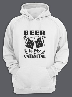 Толстовка ко дню влюбленных с принтом Beer is my valintine | Толстовка на 14 февраля
