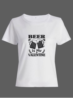 Футболка ко дню влюбленных с принтом Beer is my valintine | Футболка на 14 февраля