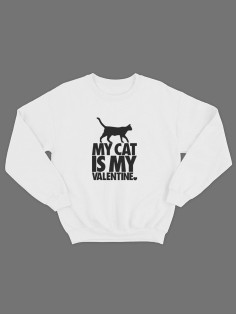 Свитшот ко дню влюбленных с принтом Cat is my valentine | Свитшот на 14 февраля