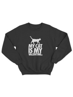 Свитшот ко дню влюбленных с принтом Cat is my valentine | Свитшот на 14 февраля