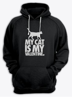 Толстовка ко дню влюбленных с принтом Cat is my valentine | Толстовка на 14 февраля